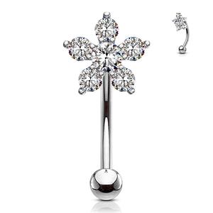 CRYSTAL FLOWER CURVED BARBELL - FOR ROOK / EYEBROW