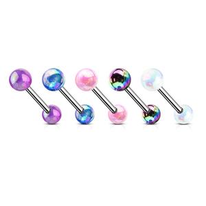 14 GAUGE AB COATED METALLIC BALL STRAIGHT BARBELL