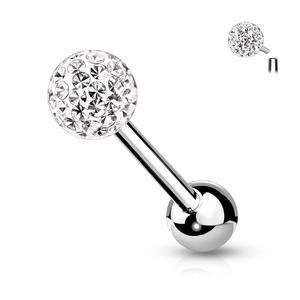 FERIDO DISCO SMOOTH CRYSTAL BALL TONGUE BARBELL -16MM