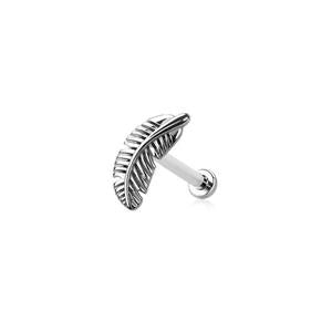 FEATHER THREADLESS FLATBACK LABRET STUD -8MM