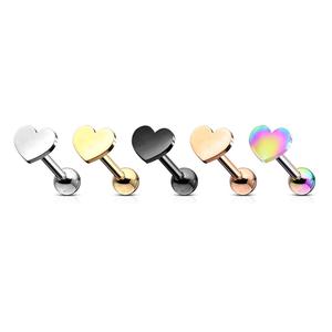 PLAIN SOLID LOVE HEART BARBELL- 6MM