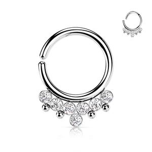 CRYSTAL & BEADED 8MM BENDABLE HOOP FOR SEPTUM / DAITH