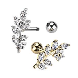 CRYSTAL FLOWER VINE BARBELL - 8MM