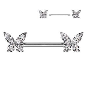 CRYSTAL SPARKLE BUTTERFLY NIPPLE BARBELL