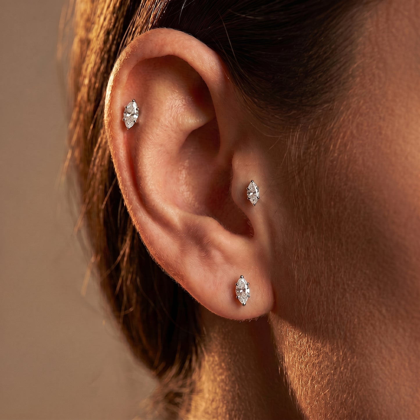 DAINTY MARQUISE TEARDROP CRYSTAL FLAT BACK LABRET STUD