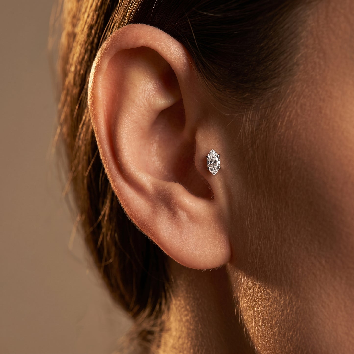 DAINTY MARQUISE TEARDROP CRYSTAL FLAT BACK LABRET STUD